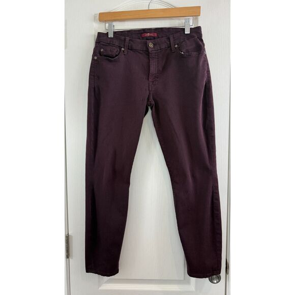 7 For All Mankind Women's Burgundy Skinny Ankle Jeans Size 31 - Picture 1 of 12